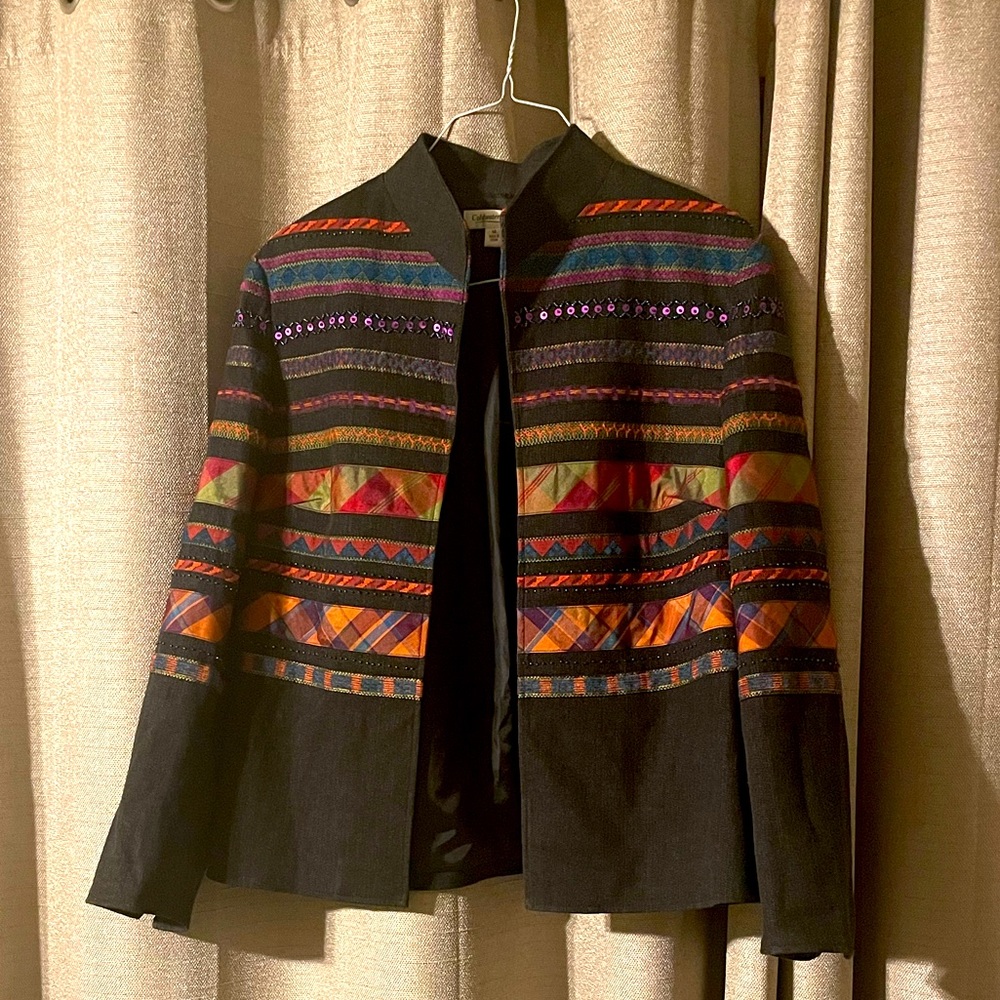 EMBROIDERED PATCHWORK GYPSY JACKET (Unisex Women Sz L Men Sz M)